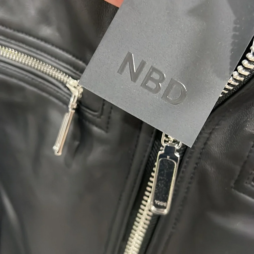 Nbd Women's Black Oversized Racing Leather Moto Jacket - Picture 5 of 6